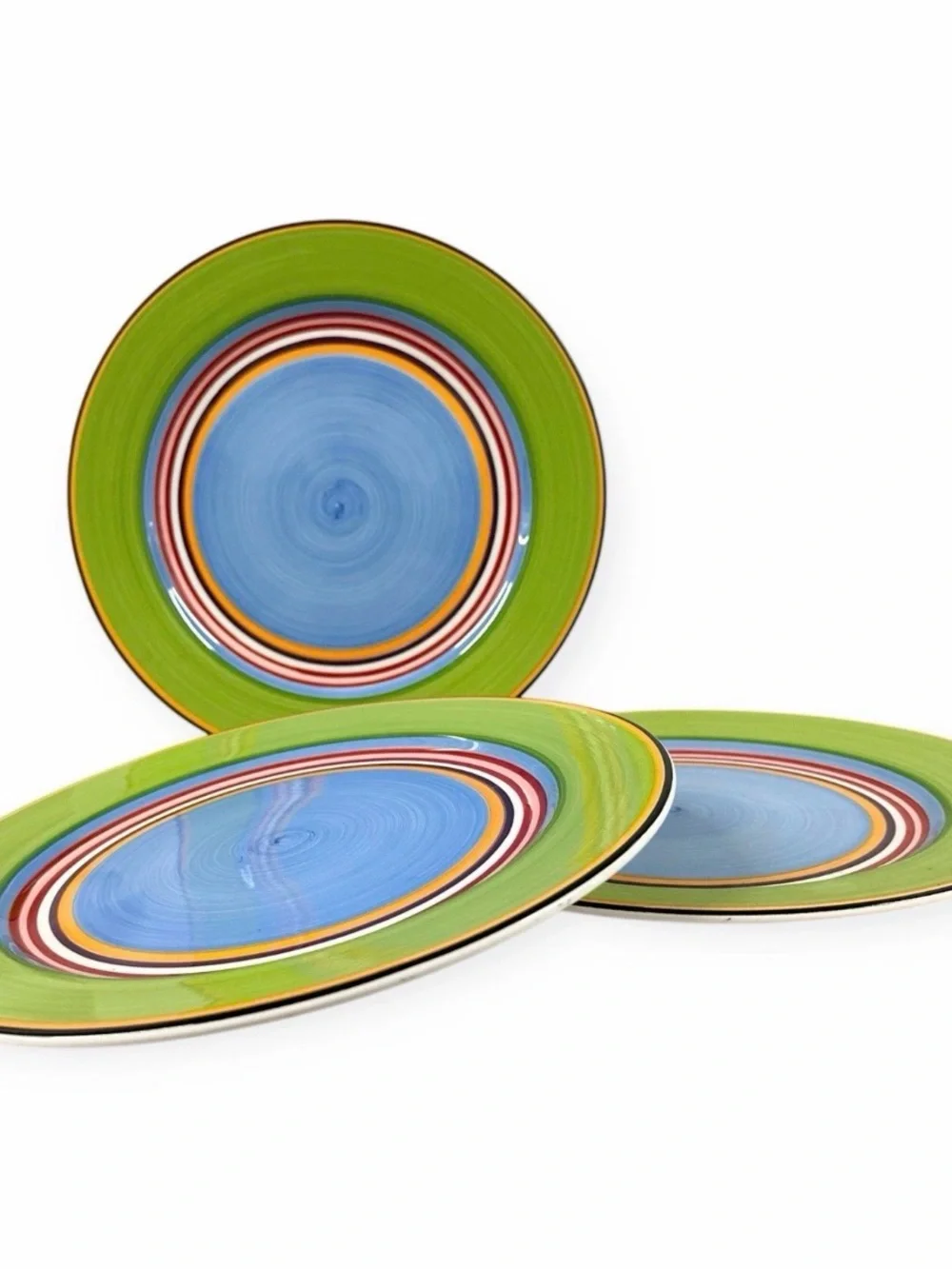 Vintage Salsa by Block Dinner Plates 11” Multicolor Striped Stoneware Set Of 3